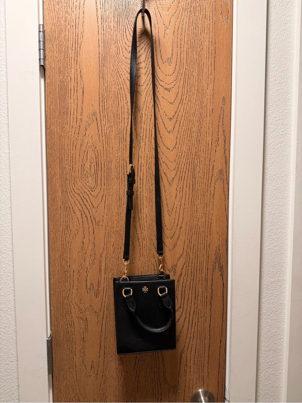 Tory Burch Black Pebbled Leather Mini Tote